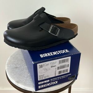 Birkenstock Boston BS Amalfi Black Leather Clog EU 38 (like new)